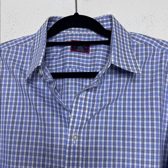 UNTUCKit Blue and White Plaid Casual Large Cotton Shirt - Picture 2 of 4